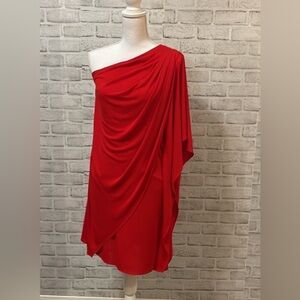 Belle Badgley Mischka One Shoulder Red Draped Dress